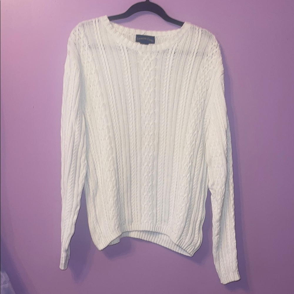 White Cable Knit Sweater